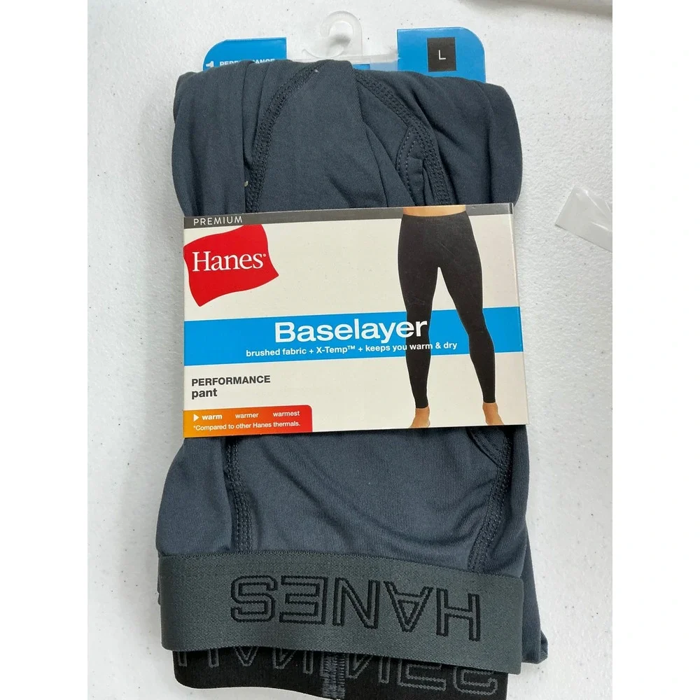 Hanes Premium Baselayer Performance Pant‎ Mens Large Charcoal Thermal Legging